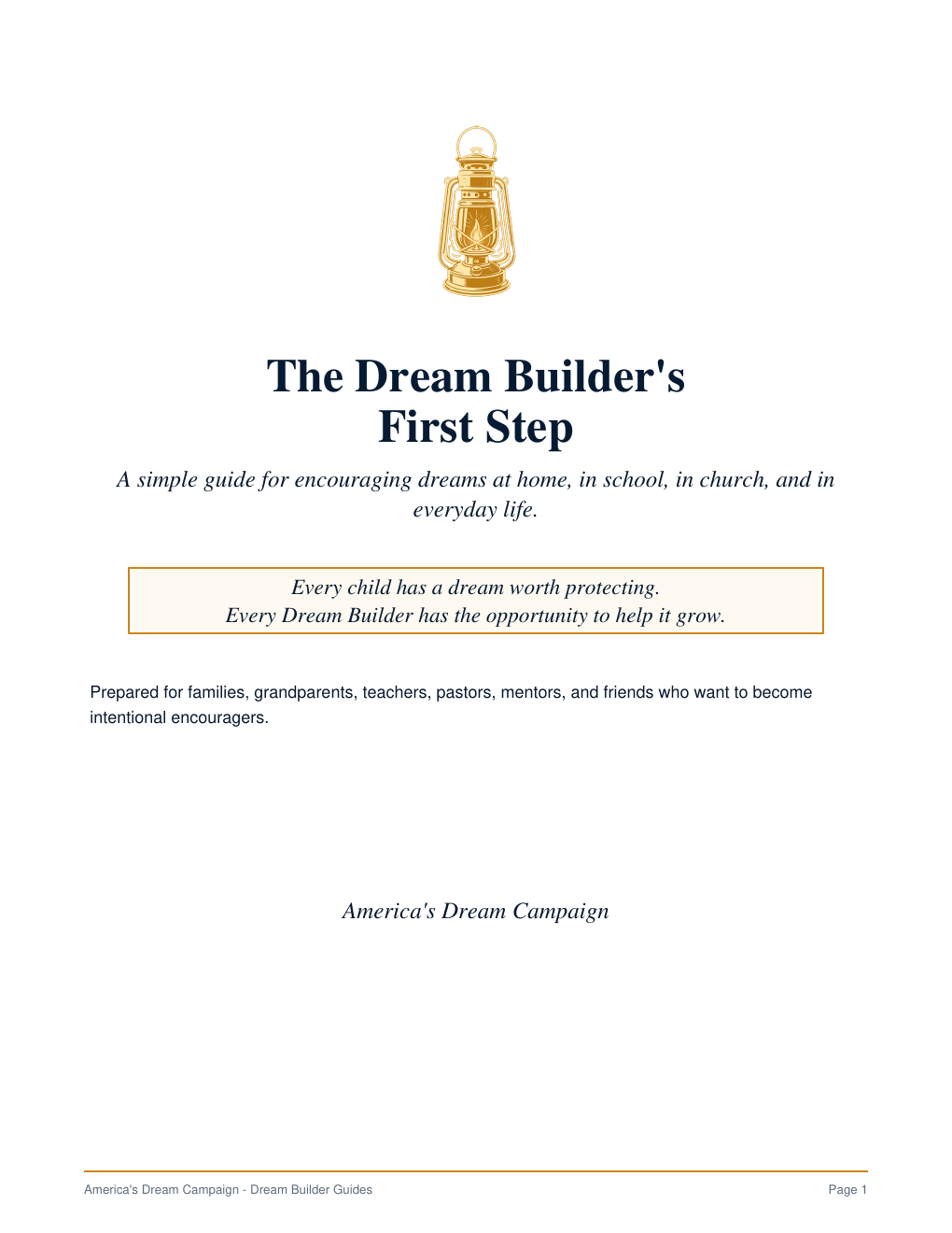 The Dream Builder's First Step guide preview